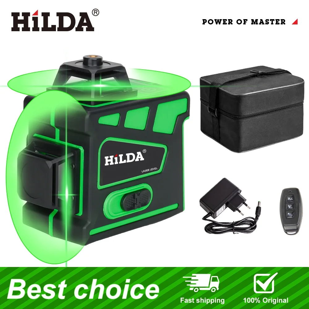 Laser Level 16 Lines 4D Green - HILDA 16/12 Lines Super Powerful 4D/3D