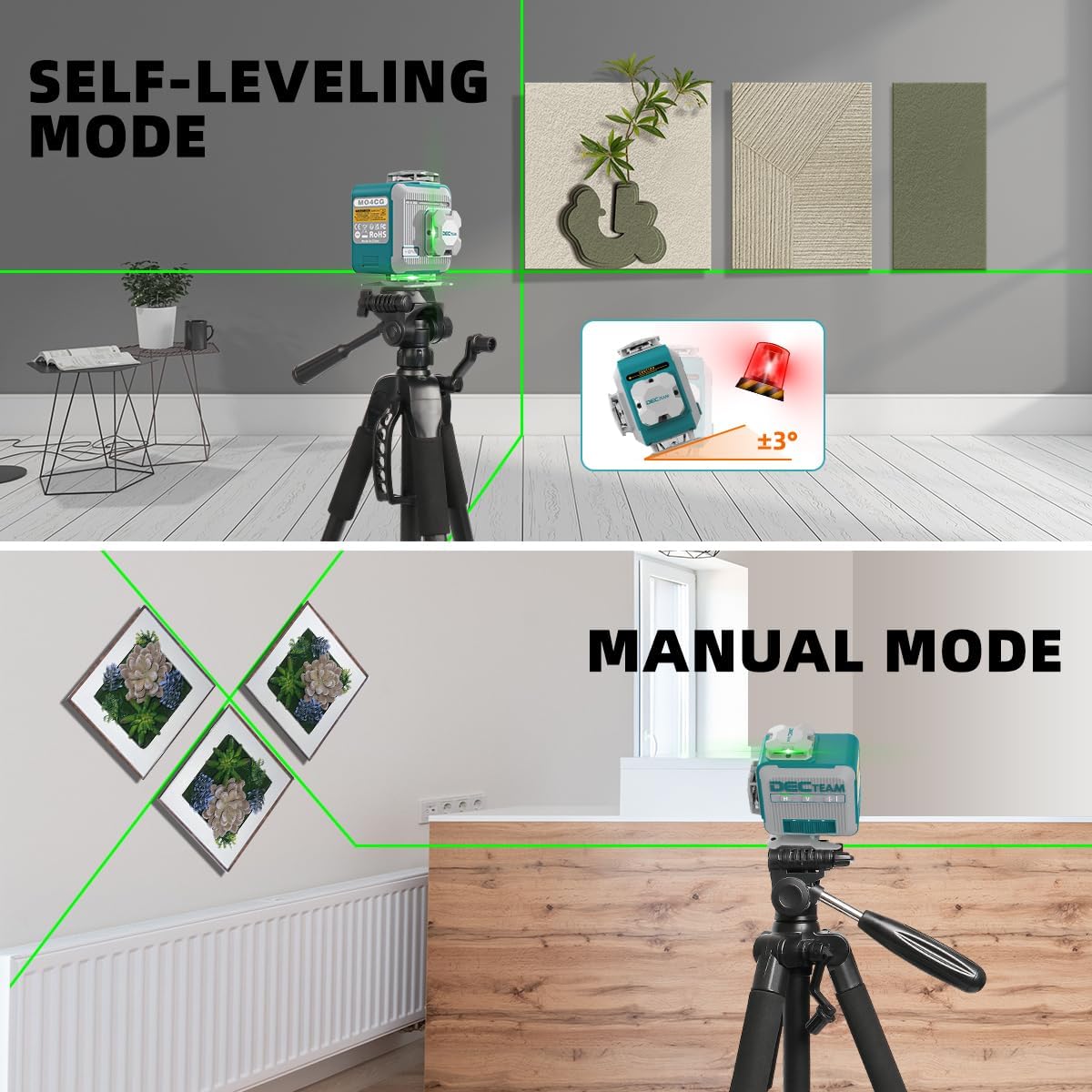 Decteam 4D Cross Line Laser Le - Laser Level 16 Lines 4D Green 评论和价格