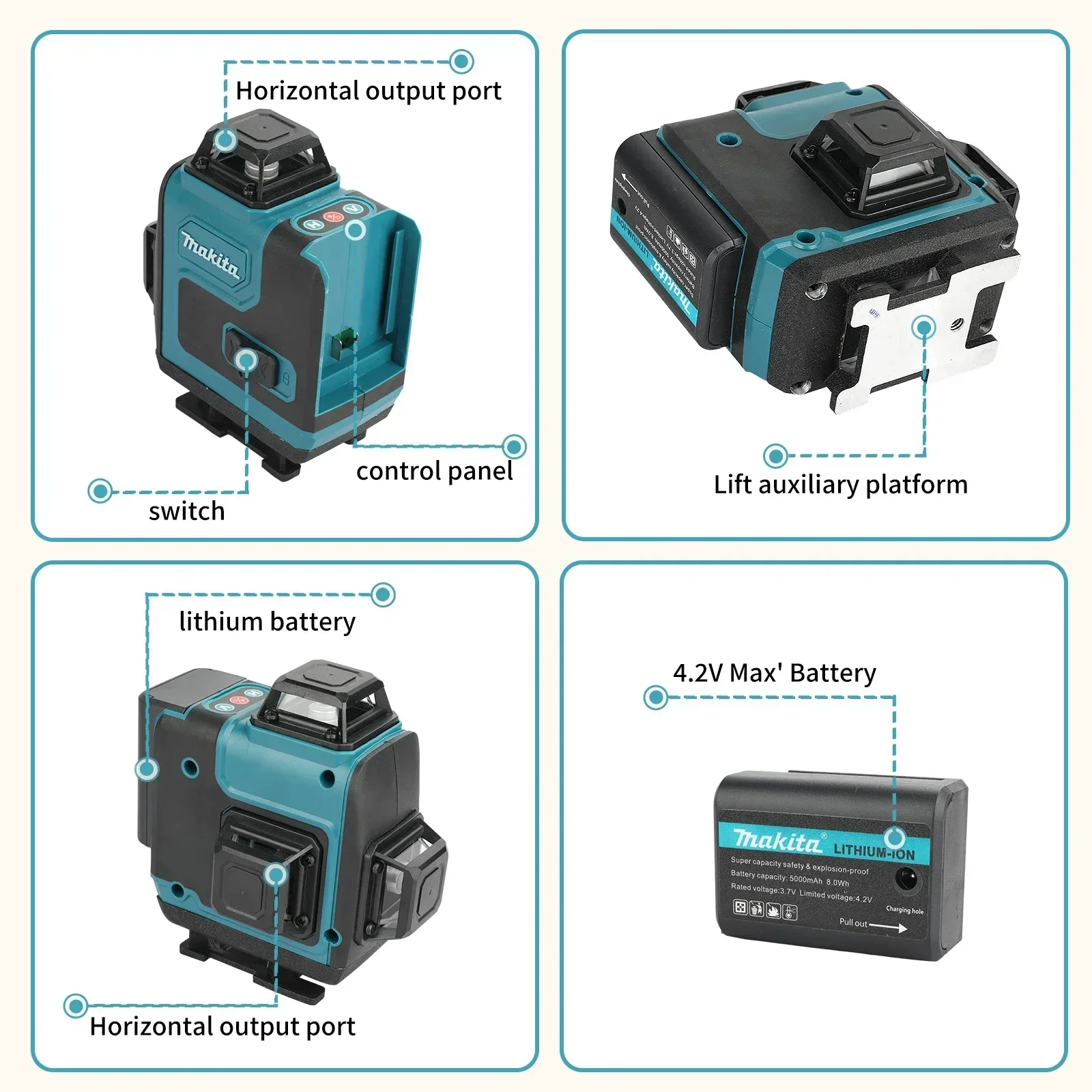 5.0Ah Max Makita 40V Battery M - Laser Level 16 Lines 4D Green 评论和价格